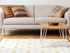 Tapijt Van Vinyl Met Art-Decostijl - 120 X 180 Cm - Wit En Goudkleurig - Caroza