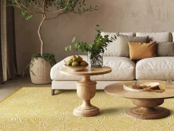 Tapijt Van Vinyl Met Bloemmotieven - 120 X 180 Cm - Geel En Wit - Capucina