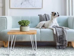 Tapijt Van Vinyl Met Cementtegeleffect - 120 X 180 Cm - Blauw En Wit - Princy