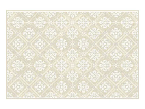 Tapijt Van Vinyl Met Cementtegeleffect - 120 X 180 Cm - Beige En Wit - Majesti