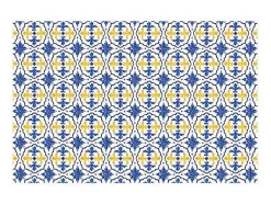 Tapijt Van Vinyl Met Cementtegeleffect - 120 X 180 Cm - Blauw En Geel - Florili