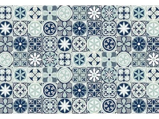 Tapijt Van Vinyl Met Cementtegeleffect - 120 X 180 Cm - Blauw - Rica