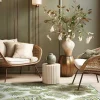 Tapijt Van Vinyl Met Tropisch Motief - 120 X 180 Cm - Groen En Wit - Tropicala