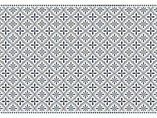 Tapijt Van Vinyl Met Vloertegelmotief Terquise - 120 X 180 Cm - Blauw En Wit