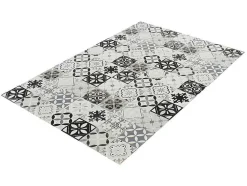 Tapijt Van Vinyl Met Vloertegelmotief Mosai - 120 X 180 Cm - Zwart En Wit