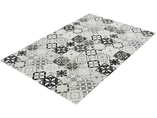 Tapijt Van Vinyl Met Vloertegelmotief Mosai - 120 X 180 Cm - Zwart En Wit
