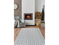 Tapijt Van Vinyl Met Vloertegelmotief Terquise - 120 X 180 Cm - Blauw En Wit