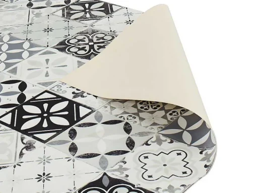 Tapijt Van Vinyl Met Vloertegelmotief Mosai - 120 X 180 Cm - Zwart En Wit