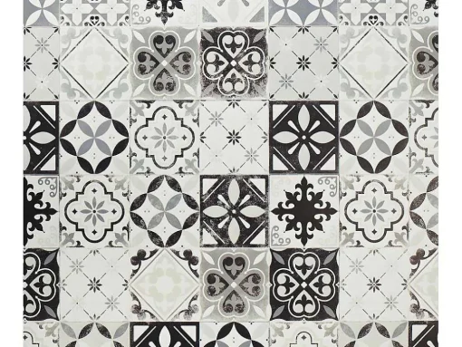 Tapijt Van Vinyl Met Vloertegelmotief Mosai - 120 X 180 Cm - Zwart En Wit
