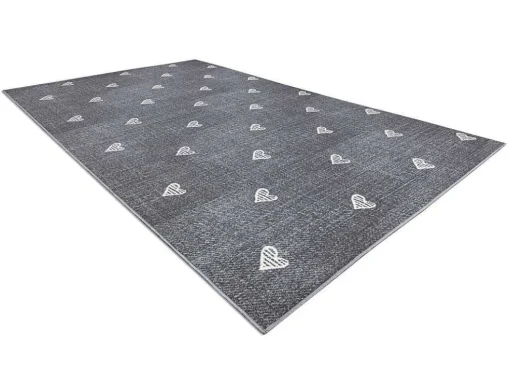 Tapijt Voor Kinderen Hearts Jeans, Gewreven Harten, Kinderen - Grijsk 100X150 Cm