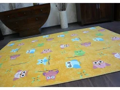 Tapijt Voor Kinderen Owls Geel Uilen 200X400 Cm