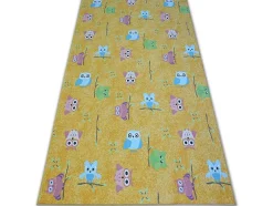 Tapijt Voor Kinderen Owls Geel Uilen 200X400 Cm