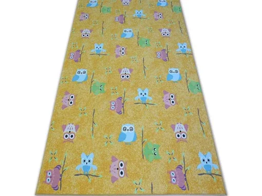 Tapijt Voor Kinderen Owls Geel Uilen 200X400 Cm