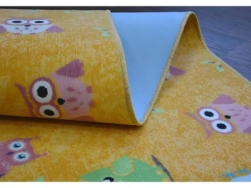 Tapijt Voor Kinderen Owls Geel Uilen 200X400 Cm
