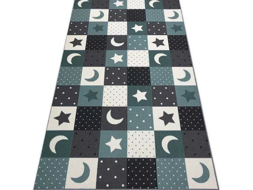Tapijt Voor Kinderen Stars Sterren, Sterretje , Kinderen, Turkoois / 300X450 Cm