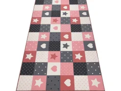 Tapijt Voor Kinderen Stars Sterren, Sterretje , Rozekleuring / Grijs 100X300 Cm