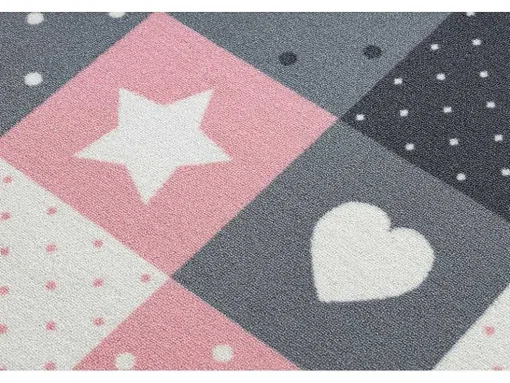 Tapijt Voor Kinderen Stars Sterren, Sterretje , Rozekleuring / Grijs 100X300 Cm