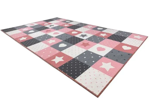Tapijt Voor Kinderen Stars Sterren, Sterretje , Rozekleuring / Grijs 100X300 Cm