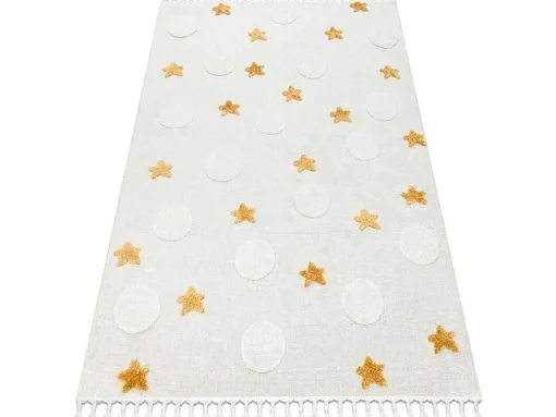 Tapijt Yoyo Gd75 Wit / Oranje - Sterren, Cirkels Voor Kinderen, Struct 200X290 Cm