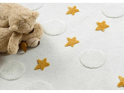 Tapijt Yoyo Gd75 Wit / Oranje - Sterren, Cirkels Voor Kinderen, Struct 200X290 Cm