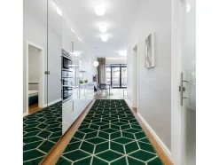 Tapijtloper Emerald Exclusief 1014 Glamour, Stijlvol Kubus Fles Groen 80X280 Cm
