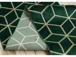 Tapijtloper Emerald Exclusief 1014 Glamour, Stijlvol Kubus Fles Groen 80X280 Cm