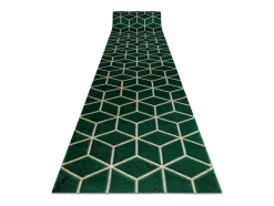 Tapijtloper Emerald Exclusief 1014 Glamour, Stijlvol Kubus Fles Groen 80X380 Cm