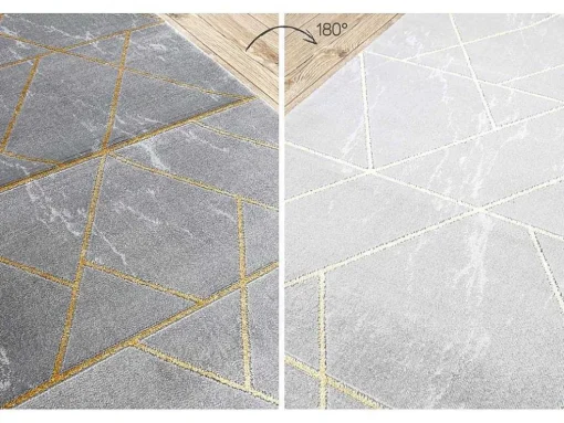 Tapijtloper Emerald Exclusief 1012 Glamour, Stijlvol Marmer, Geometris 80X140 Cm