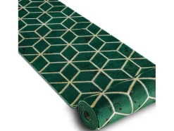 Tapijtloper Emerald Exclusief 1014 Glamour, Stijlvol Kubus Fles Groen 80X380 Cm