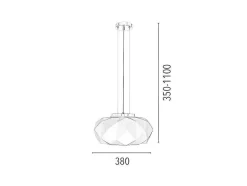 Terra Hanglamp, Chroom, Wit, 38X38X110 Cm, Epikasa