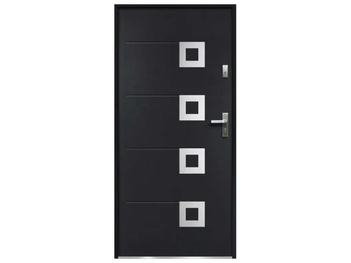 Toegangsdeur Van Geglazuurd En Roestvrij Staal L207 X B100 Cm Antraciet - Linkerdeur - Tifana