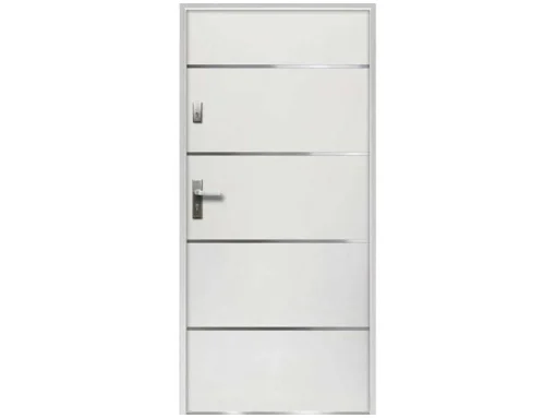 Toegangsdeur Van Massief Staal En Roestvrij Staal H207 X B100 Cm Wit - Rechts Duwend - Naxara