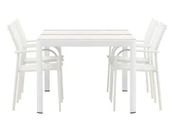 Togo Tuinmeubelset Tafel 90X150Cm Wit, 4 Stoelen Santorini Wit.