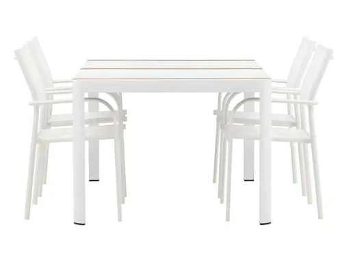 Togo Tuinmeubelset Tafel 90X150Cm Wit, 4 Stoelen Santorini Wit.