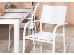 Togo Tuinmeubelset Tafel 90X150Cm Wit, 4 Stoelen Santorini Wit.