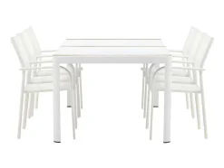 Togo Tuinmeubelset Tafel 100X200Cm Wit, 6 Stoelen Santorini Wit.