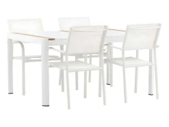 Togo Tuinmeubelset Tafel 90X150Cm Wit, 4 Stoelen Santorini Wit.