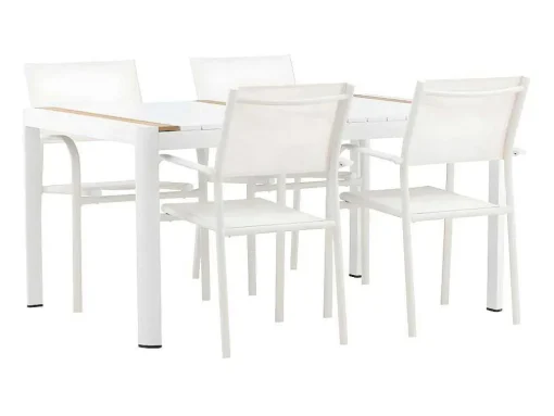 Togo Tuinmeubelset Tafel 90X150Cm Wit, 4 Stoelen Santorini Wit.