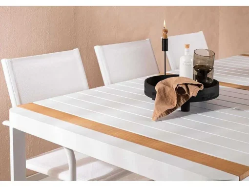 Togo Tuinmeubelset Tafel 100X200Cm Wit, 6 Stoelen Santorini Wit.