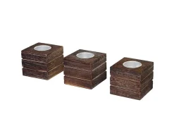 Tolve Theelichthouder (Set Van 3), Bruin