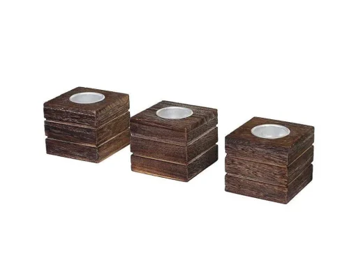 Tolve Theelichthouder (Set Van 3), Bruin