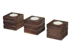 Tolve Theelichthouder (Set Van 3), Bruin