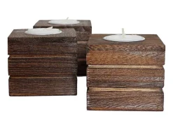 Tolve Theelichthouder (Set Van 3), Bruin