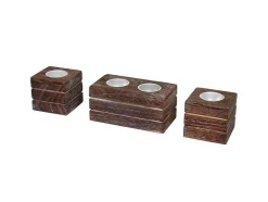 Tolve Theelichthouderset (3 Stuks), Bruin