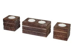 Tolve Theelichthouderset (3 Stuks), Bruin