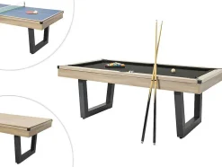 Transformeerbare Tafel - Biljart & Pingpong - Licht Naturelkleurig En Zwart - L213,4 X B111,8 X H78,5 Cm - Melian