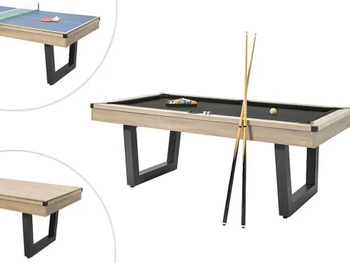 Transformeerbare Tafel - Biljart & Pingpong - Licht Naturelkleurig En Zwart - L213,4 X B111,8 X H78,5 Cm - Melian