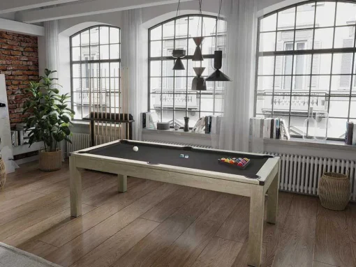 Transformeerbare Tafel Biljart & Pingpong - Licht Naturelkleurig - L182 X B102 X H80 Cm - Henk
