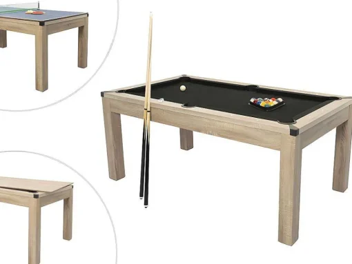 Transformeerbare Tafel Biljart & Pingpong - Licht Naturelkleurig - L182 X B102 X H80 Cm - Henk