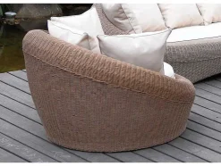 Tuin Loungeset Van Karamel Gevolchten Hars - Zitbank & 2 Fauteuils & Salontafel - Whiteheaven